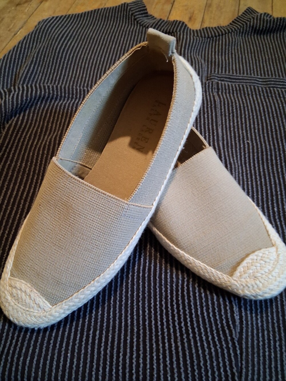 Lauren Ralph Lauren Light Beige Canvas Slip-On Espadrilles